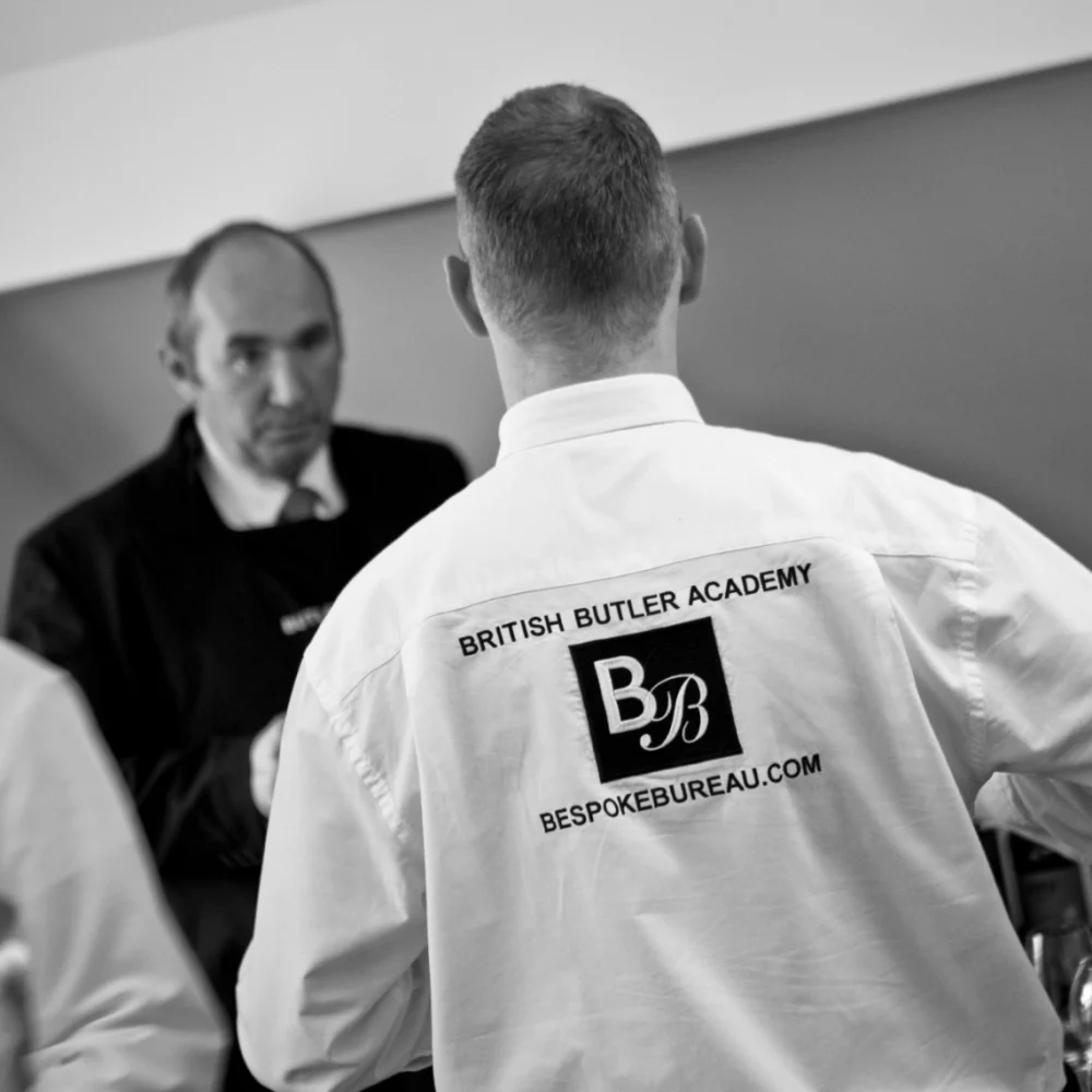 Butler training at the British Butler Academy in a luxury service environment