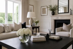 Luxury private household interior showing professional cleaning standards and presentation