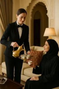 Female butler serving