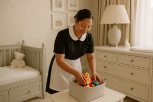 Filipino nanny at work