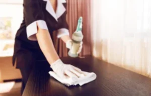 Filipina housekeeper maintaining standards in a London private home