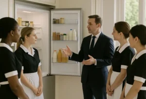 Senior household staff coordinating a team in a private residence in Dubai