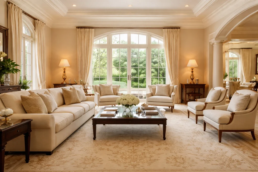 luxury private household interior reflecting professional household staff environment