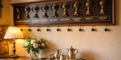 Traditional servant bell board used in large historic private houses to signal household staff