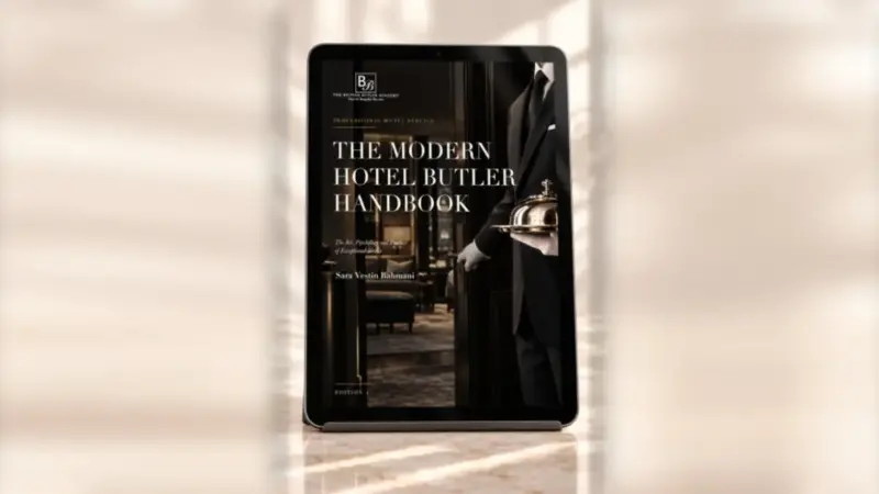 The Modern Hotel Butler Handbook shown on a tablet